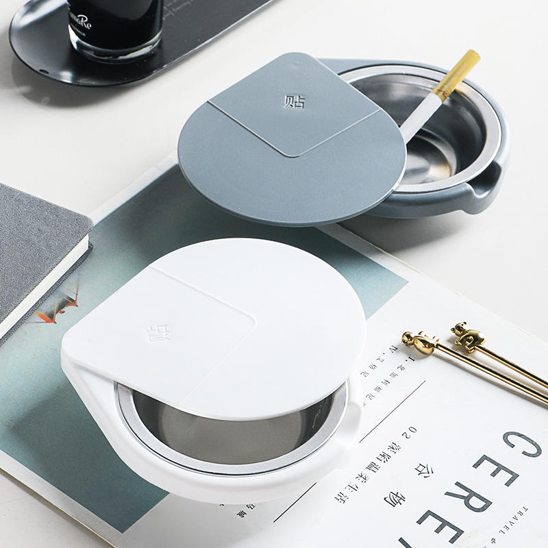 Desktop hidden stainless steel ashtray details Picture