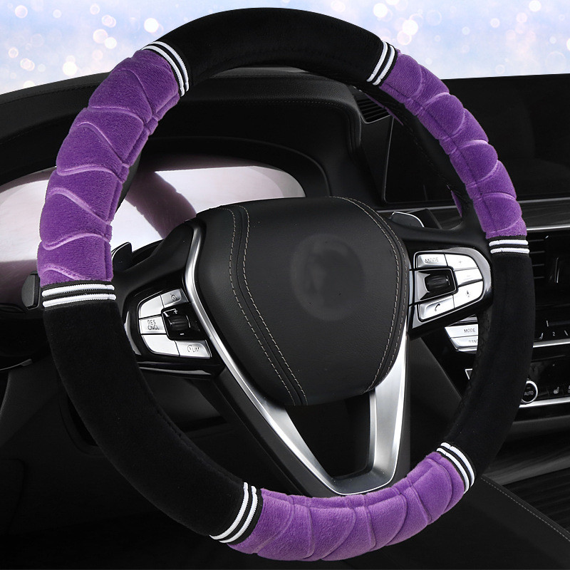 Winter warm short plush six-section car steering wheel cover, universal steering wheel cover, Qiwei Car Decoration QW149 details Picture
