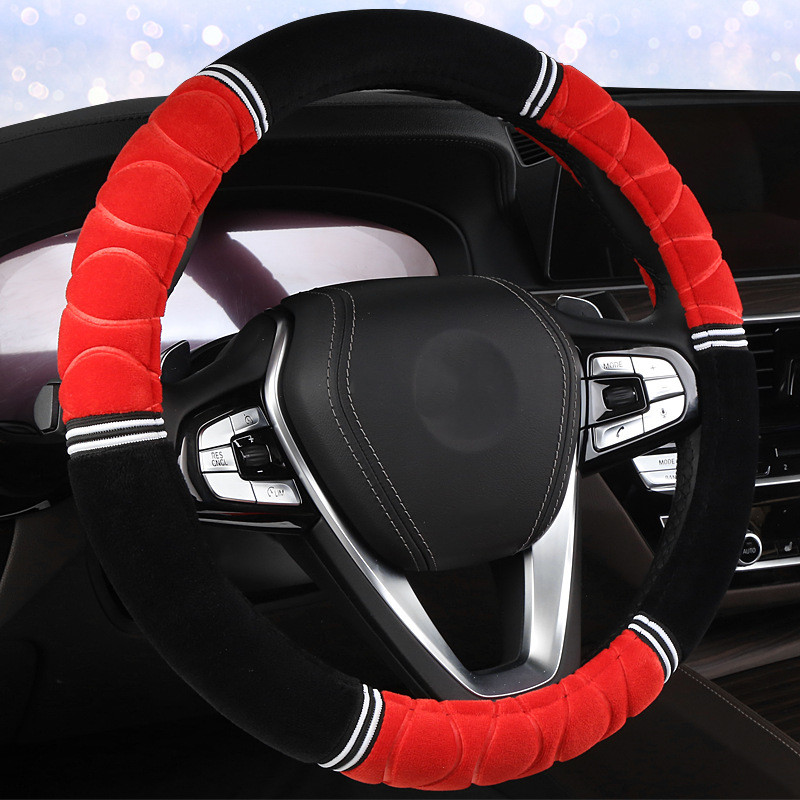 Winter warm short plush six-section car steering wheel cover, universal steering wheel cover, Qiwei Car Decoration QW149