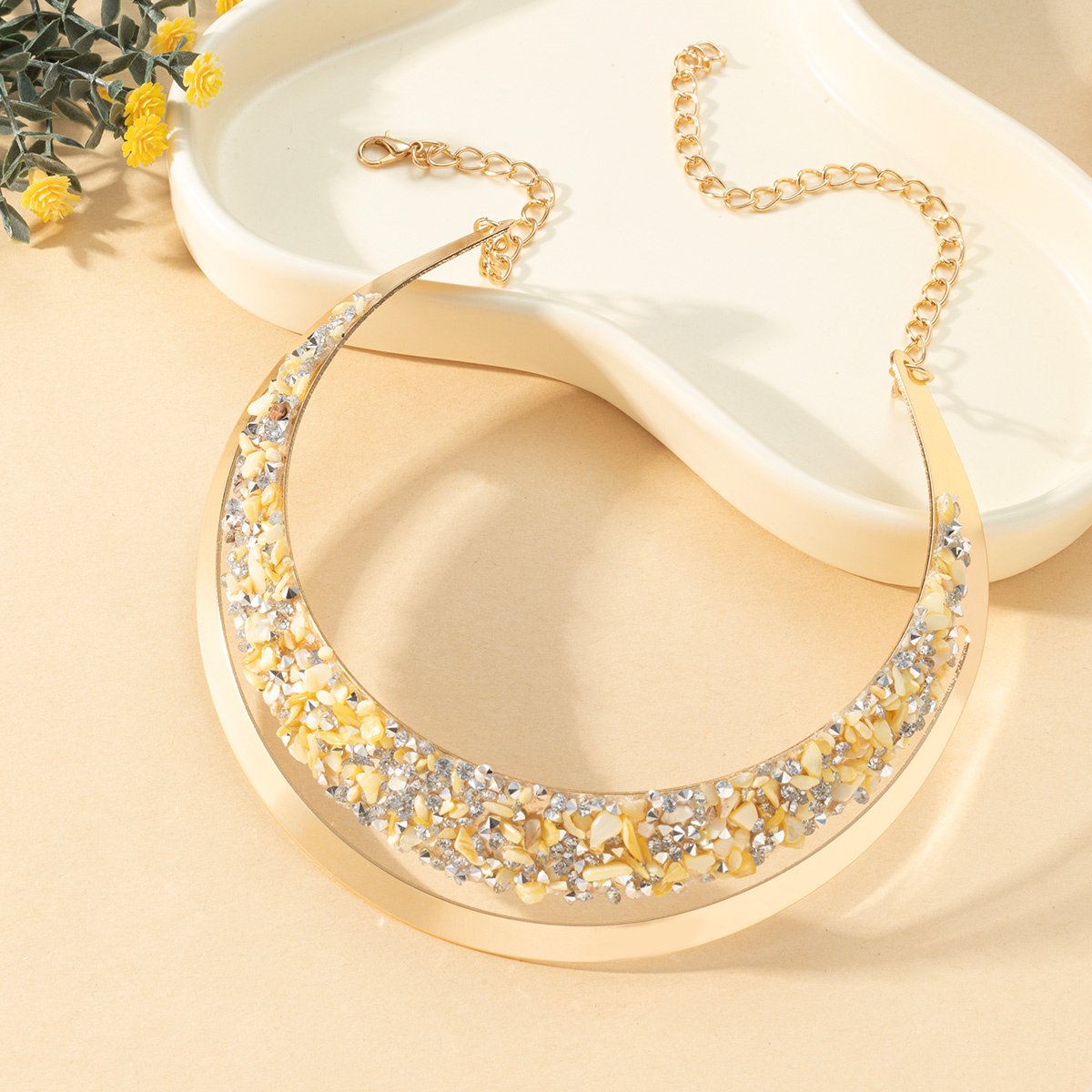 Cross-border Amazon best-selling European and American fashionable women's raw stone necklaces