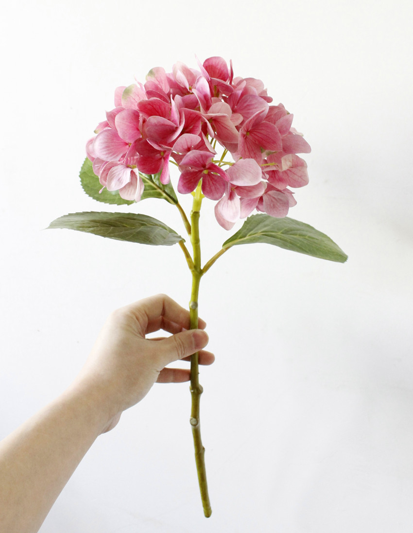 New 3D color hydrangea artificial flower, mid-to-high-end artificial flower, wedding hydrangea flower arrangement, home decoration, 3-leaf silk flower L1700 details Picture