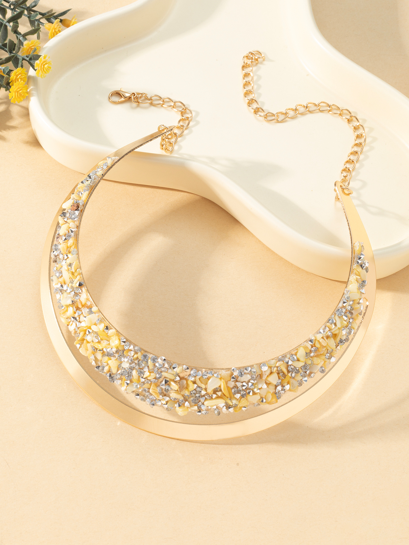 Cross-border Amazon best-selling European and American fashionable women's raw stone necklaces details Picture