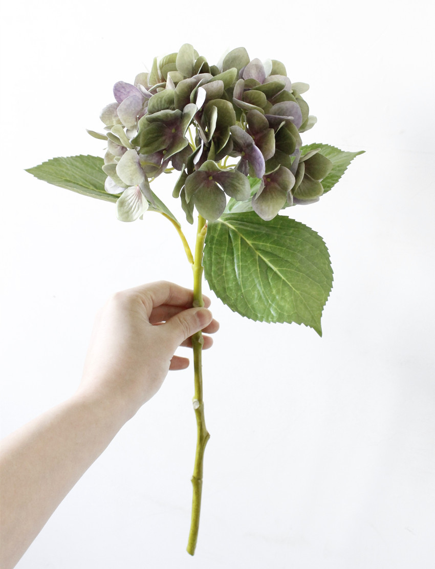 New 3D color hydrangea artificial flower, mid-to-high-end artificial flower, wedding hydrangea flower arrangement, home decoration, 3-leaf silk flower L1700 Item Picture