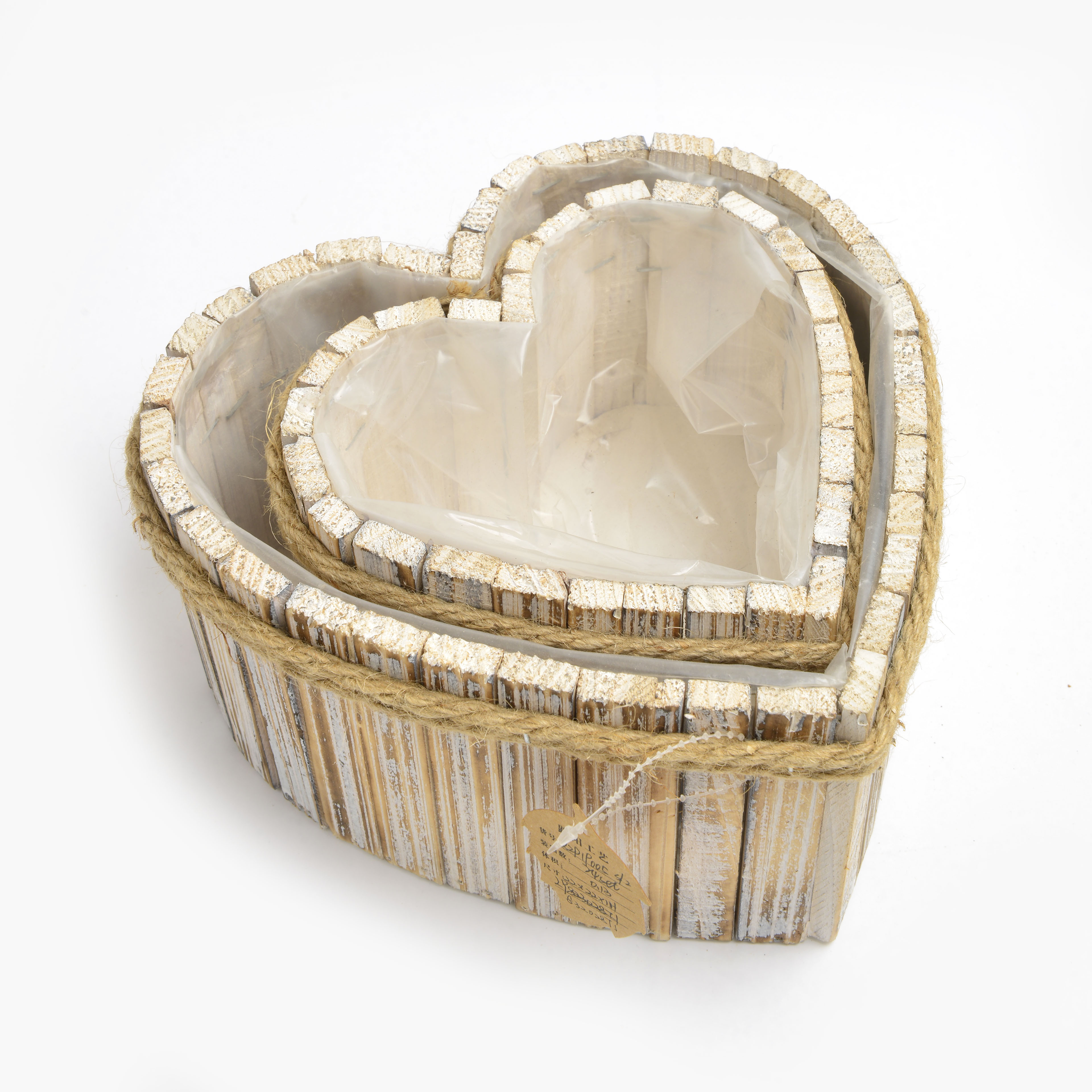 2022新款木质心形花盆2