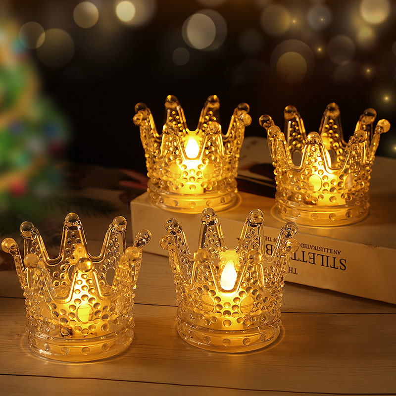 圣诞节装饰冰山氛围小夜灯led电子蜡烛水晶灯派对场景布置氛围暖光灯