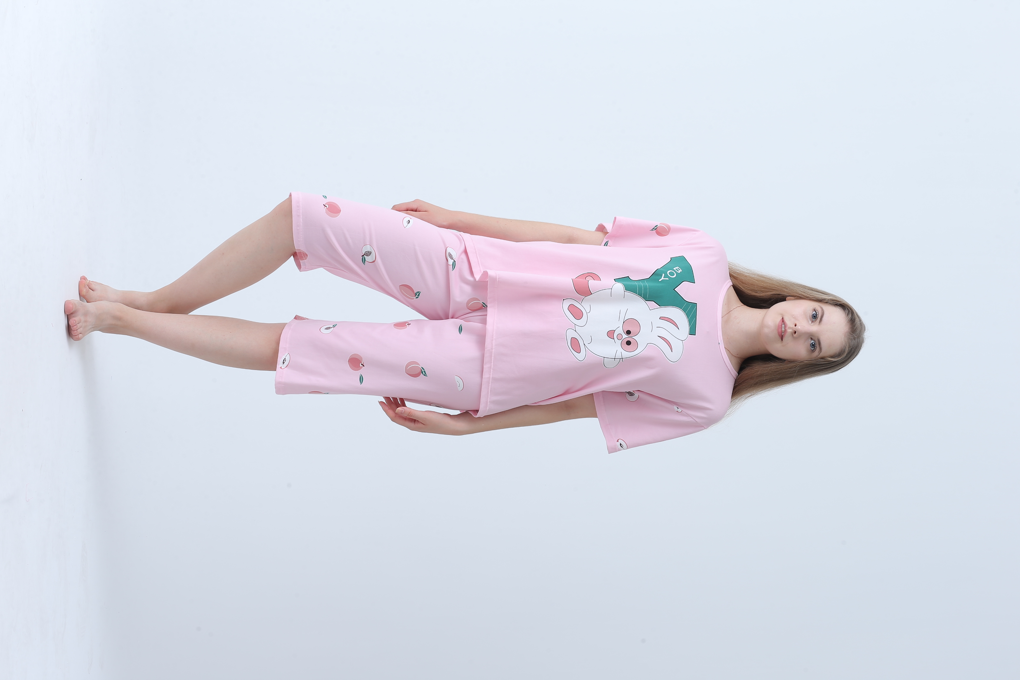 2022新款女士睡衣家居服套装小兔字母图案                                       