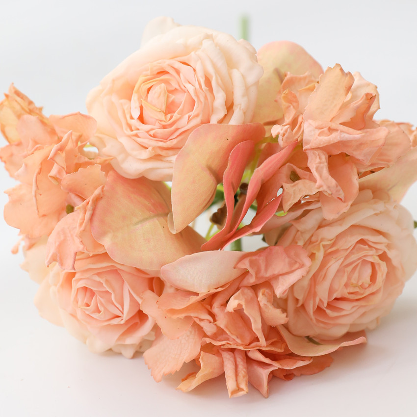 Artificial flower moisturizing rose hydrangea bouquet, artificial flower home decoration cross-border bouquet edge rose wedding hand bouquet HD746 Specification image