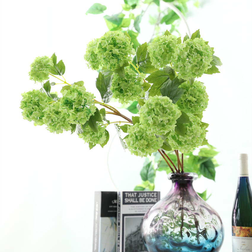 Artificial hydrangea, silk flower, 3 snowballs, artificial flower pods, home decoration, high-end hydrangea, wedding decoration, tree planting L1969 details Picture