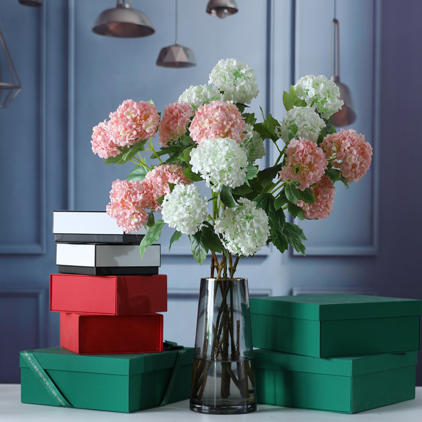 Artificial hydrangea, silk flower, 3 snowballs, artificial flower pods, home decoration, high-end hydrangea, wedding decoration, tree planting L1969