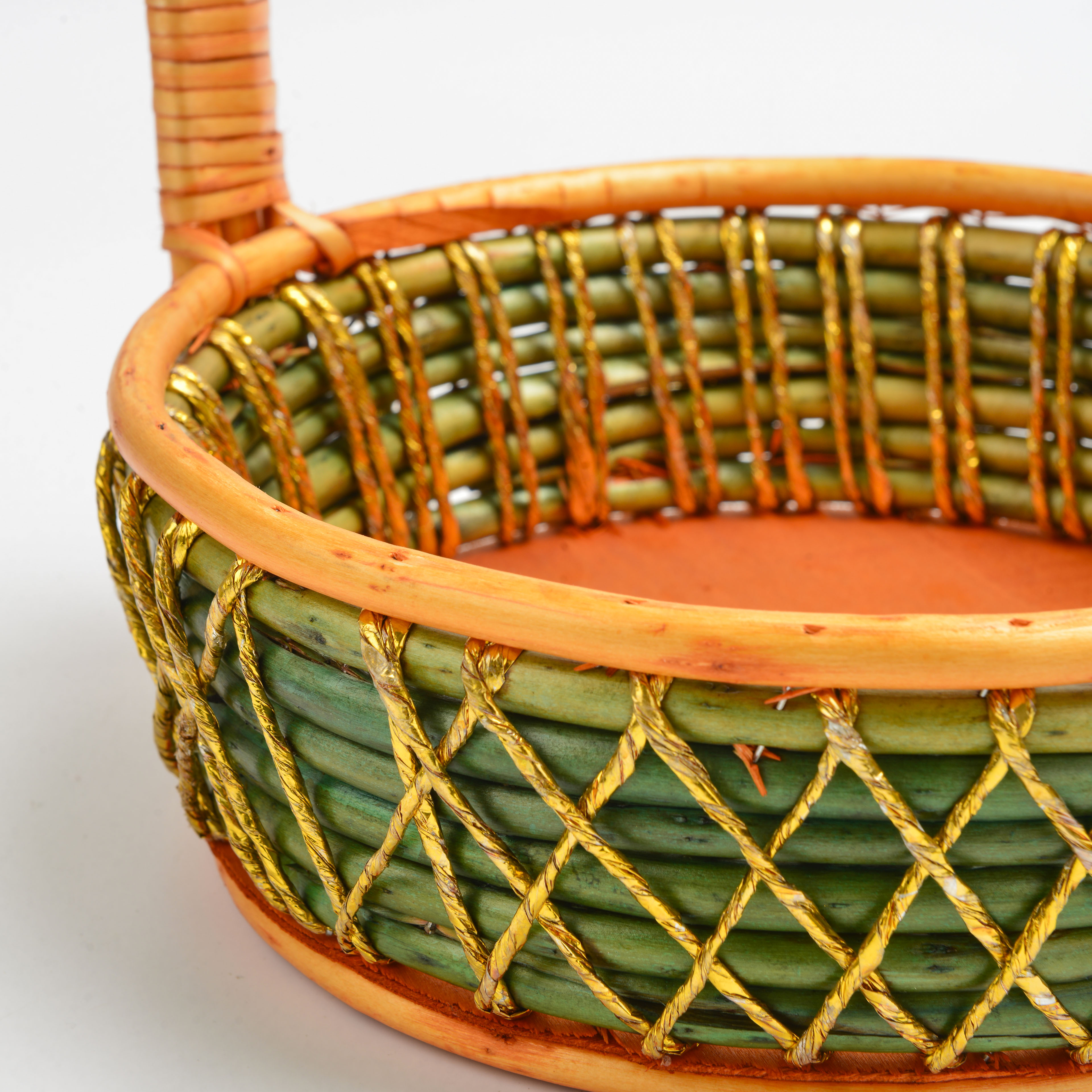 2022 New Trendy Bestseller Round Bamboo Woven Flower Basket 2 details Picture