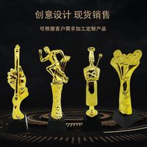 厂家直销新款金色树脂一体奖杯创意音乐唱歌奖杯跳舞比赛优秀员工公司年会纪念WH