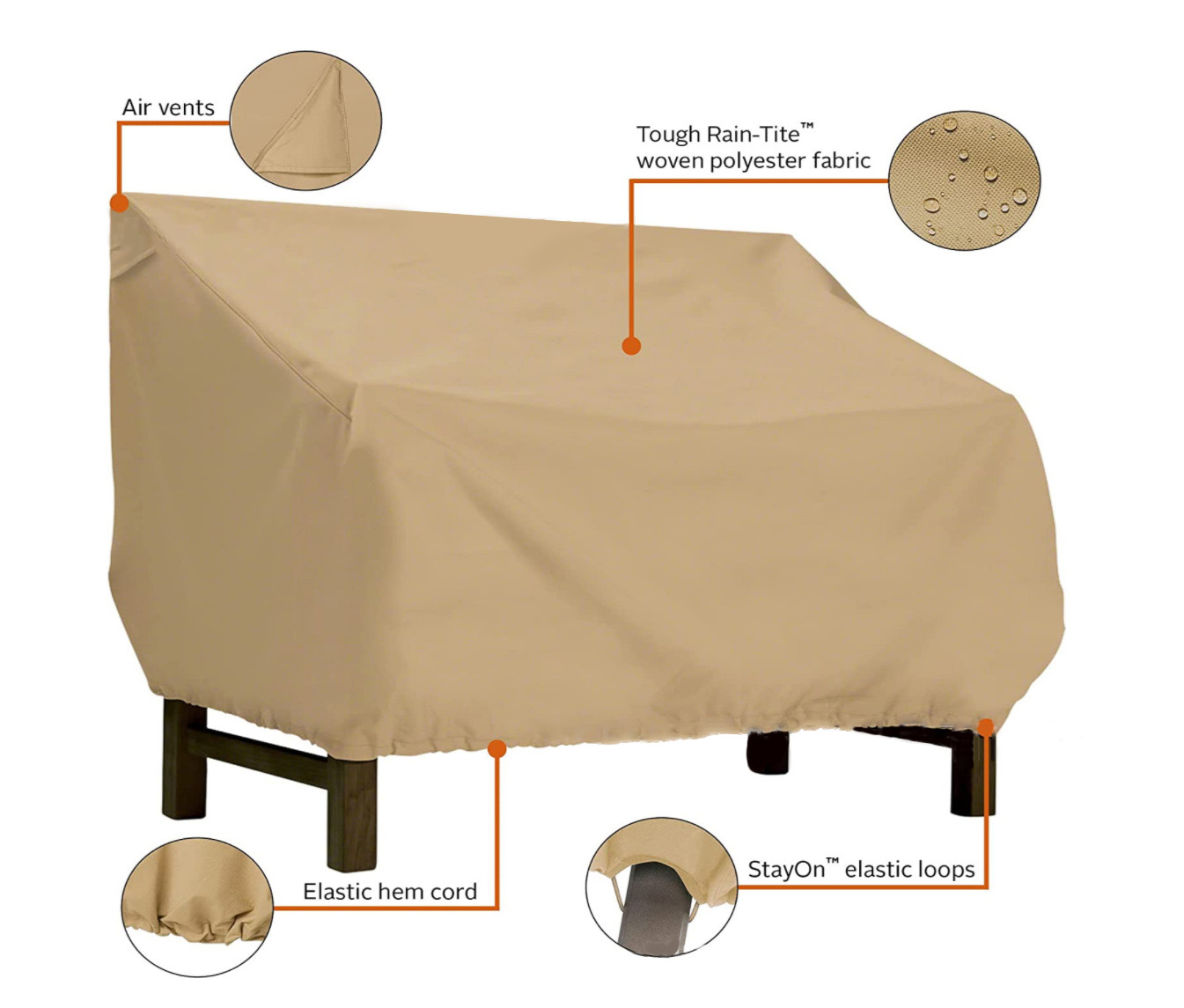 跨境热卖亚马逊沙发罩 420涂银长凳罩子 防水耐用厚重75英寸庭院椅子罩详情图5