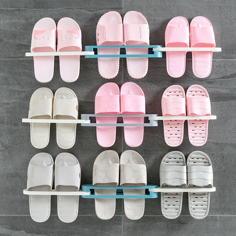 Creative foldable three-in-one slipper rack