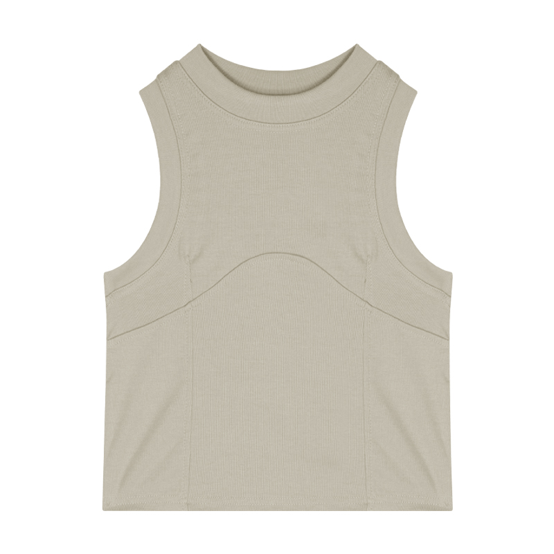 A sweet and hot girl with a small stand-up collar and a halter top. This is a short, tight-fitting, sleeveless top for women to wear outside in summer Item Picture