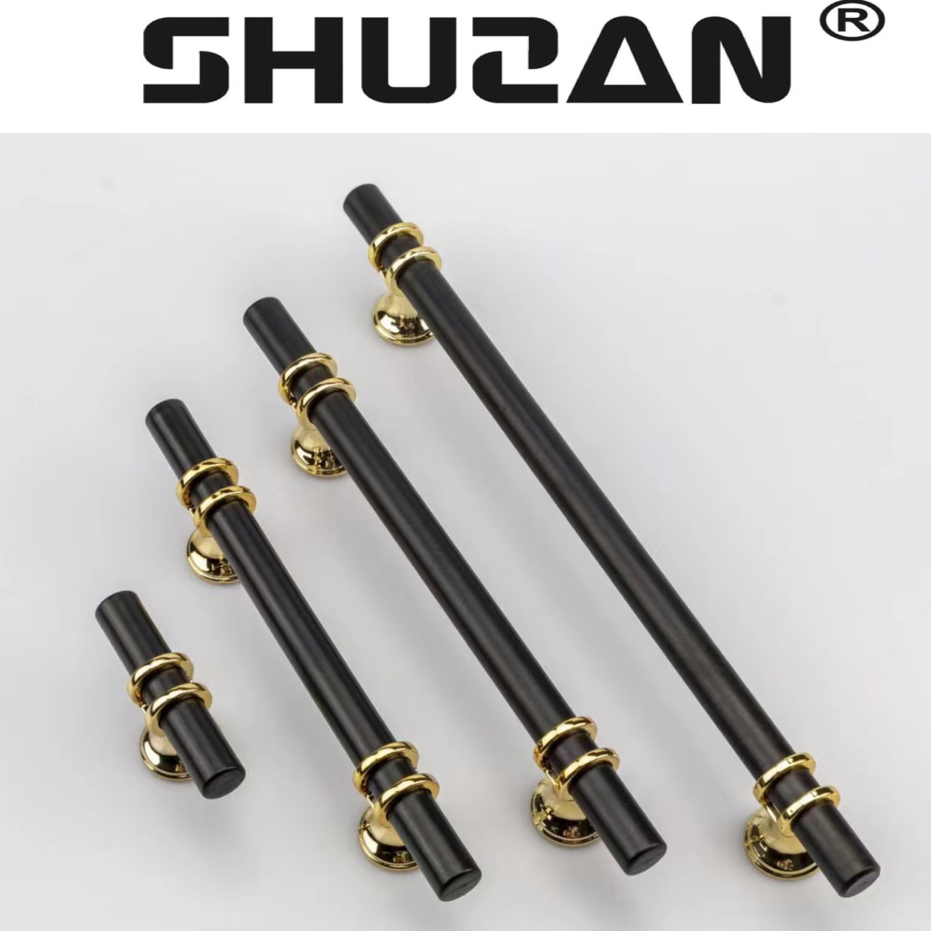 Shuzan high-end brand 304 stainless steel handles, door handles, furniture handles, wardrobe drawers, golden aluminum alloy single-hole simple design