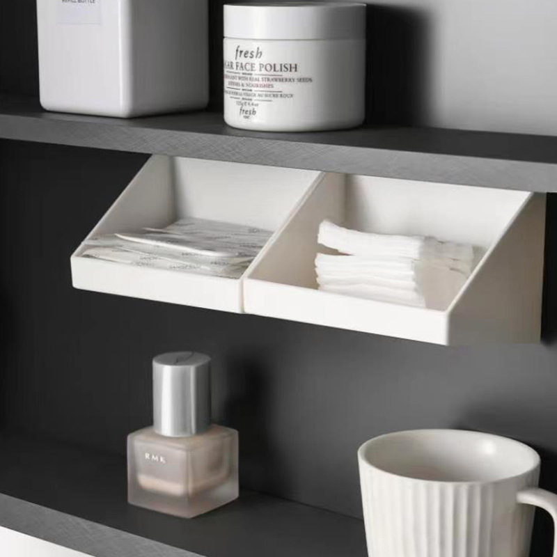 Mirror cabinet inclined surface storage box, wall-mounted non-drilling classified storage rack, partition, bathroom lipstick and cotton pad storage box details Picture