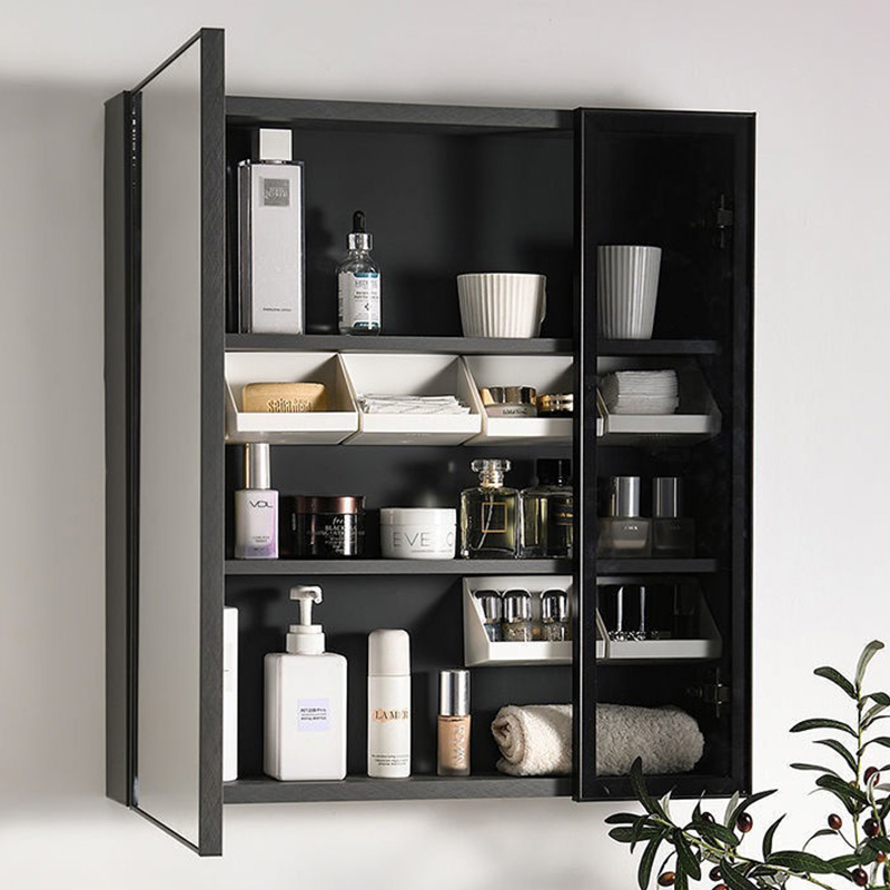 Mirror cabinet inclined surface storage box, wall-mounted non-drilling classified storage rack, partition, bathroom lipstick and cotton pad storage box Application Scenario