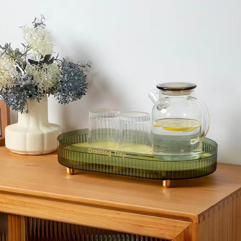 A light luxury double-layer draining tray for tea cups, water cups, tea trays, rectangular fruit trays, and creative multi-functional draining trays details Picture