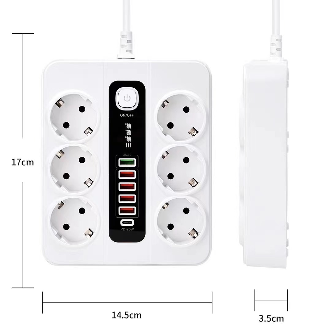 38W dual fast charging high-power socket, European German standard PD dedicated hole QC3.0 overload protection extension cable power strip Application Scenario