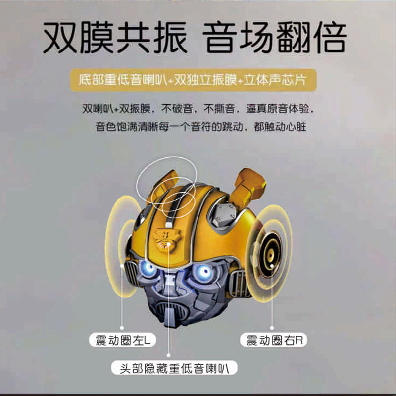 Cartoon Bumblebee Wireless Bluetooth speaker with card insertion, creative heavy subwoofer mini speaker Specification image