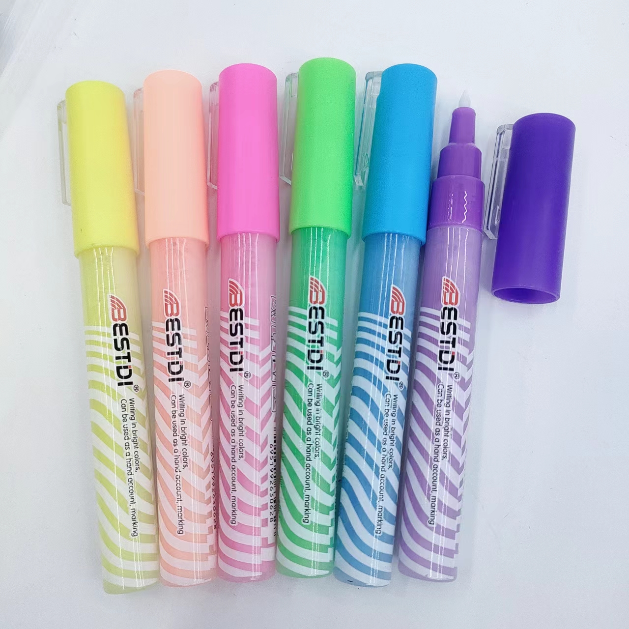 Water-based acrylic marker pen with fluorescent color series and short plastic tip details Picture