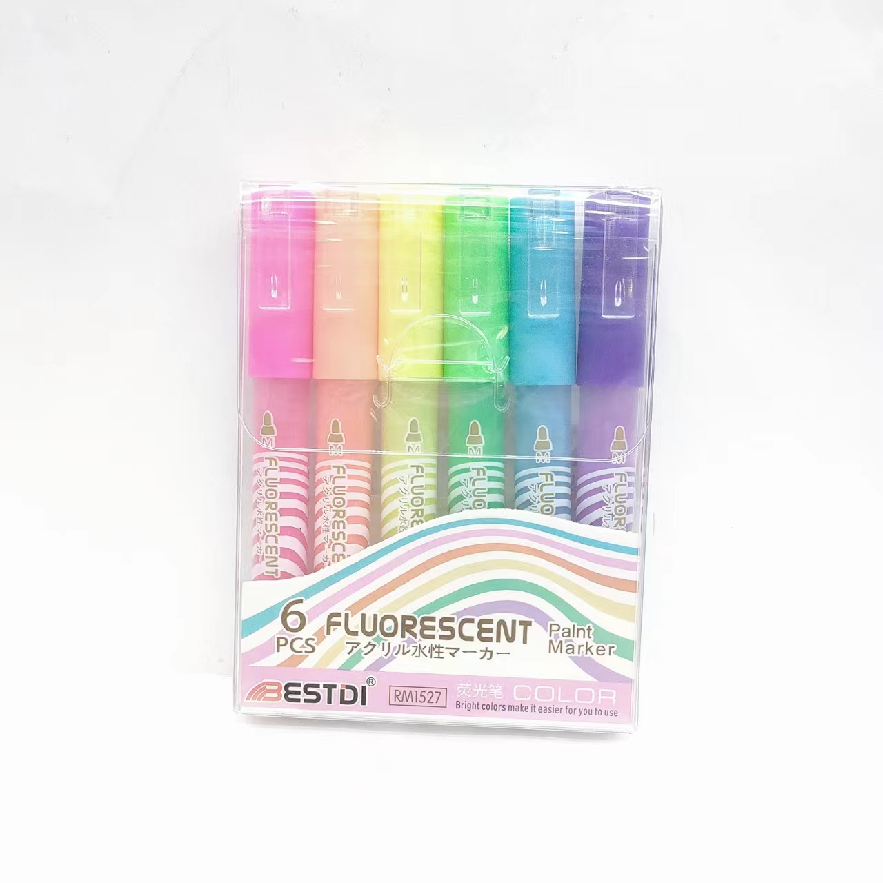 Water-based acrylic marker pen with fluorescent color series and short plastic tip Application Scenario