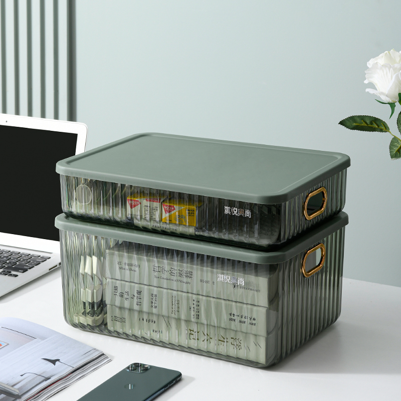 PET three-color storage box with lid details Picture