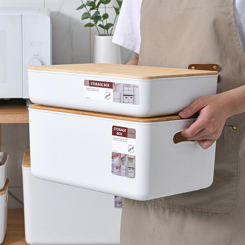 Five sizes of white bamboo-covered storage boxes details Picture