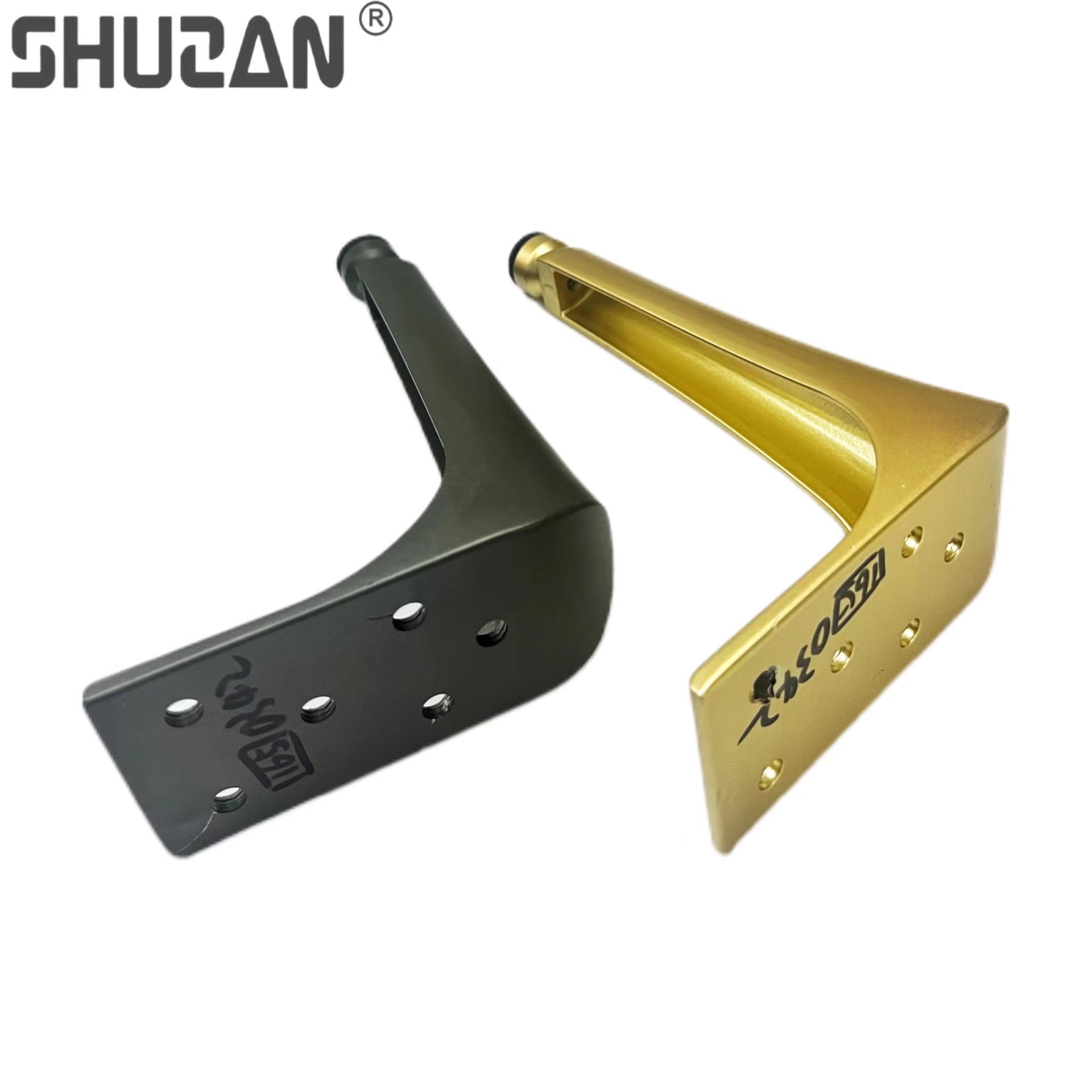 Shuzan Light Luxury alloy steel plate drill sofa feet, furniture feet, TV cabinet feet, coffee table feet, bedroom bedside table feet, bathroom cabinet feet, curved feet, daily hardware details Picture