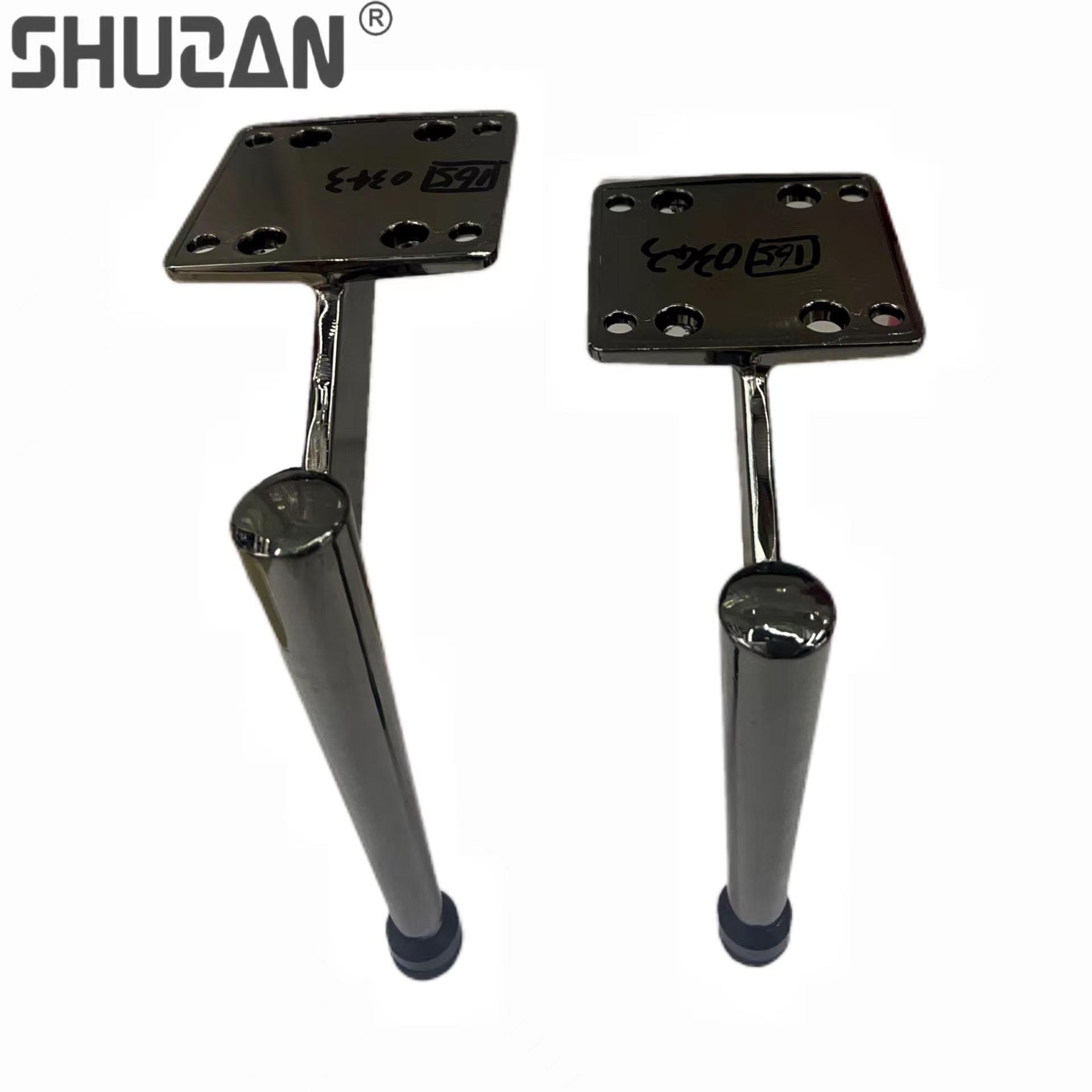 Shuzan whole-house customized new slanted conical sofa legs, round black rubber bottom furniture legs, cabinet legs, lock fasteners, sofa leg supports, daily hardware