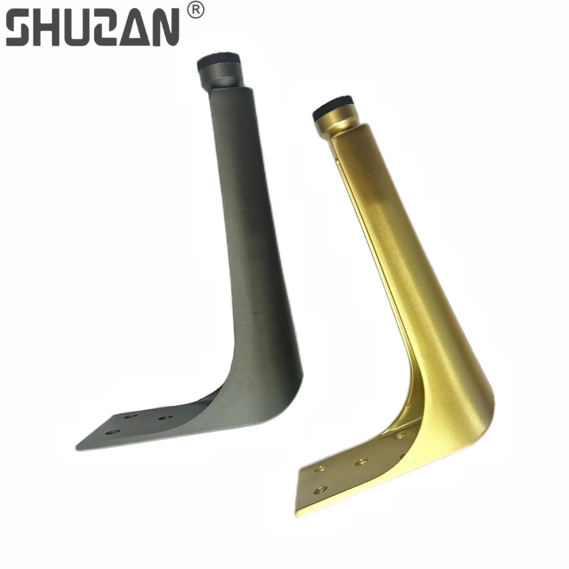 Shuzan Light Luxury alloy steel plate drill sofa feet, furniture feet, TV cabinet feet, coffee table feet, bedroom bedside table feet, bathroom cabinet feet, curved feet, daily hardware Specification image