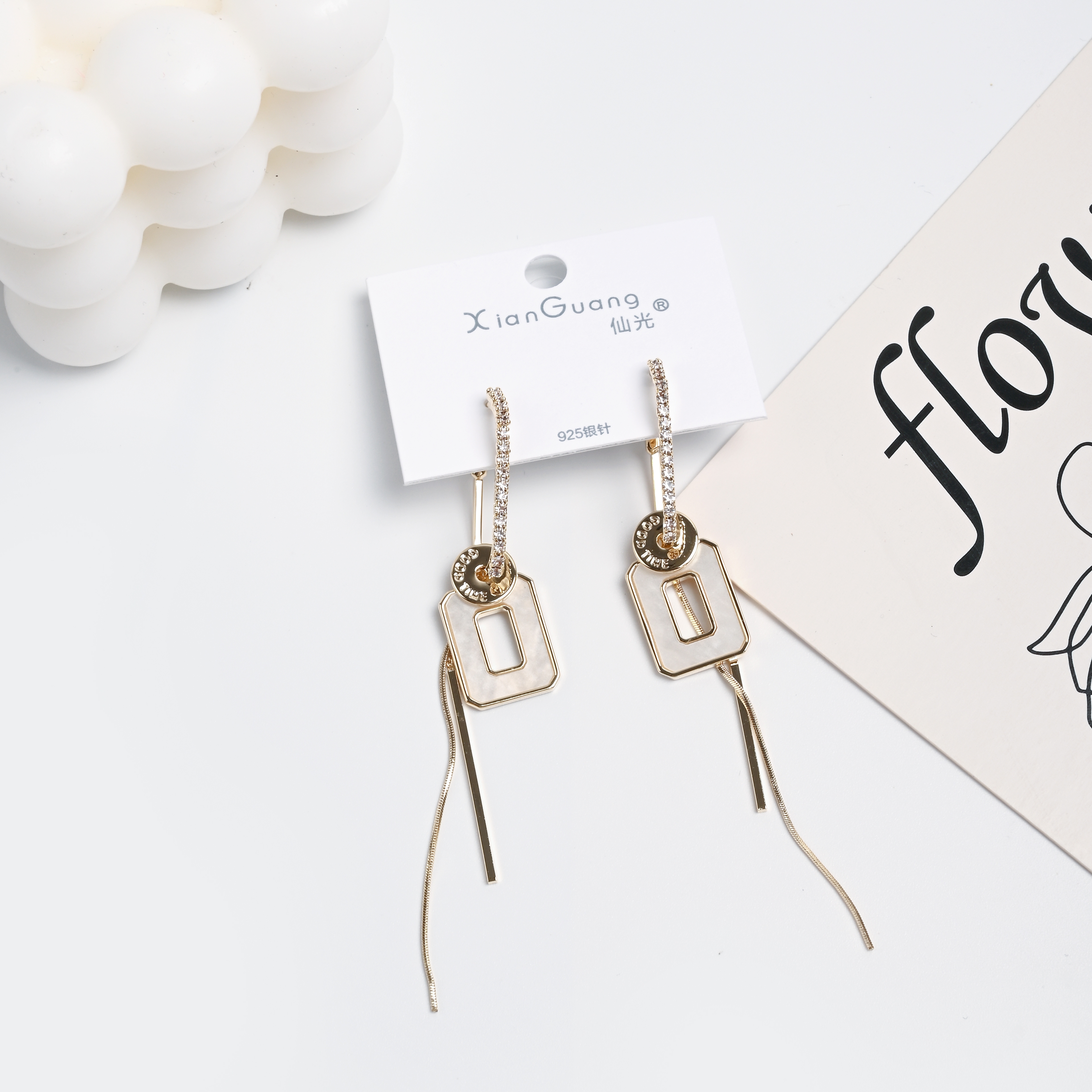 新品耳环小众设计高级感网红耳饰女防过敏925银针方形时尚耳环批发详情1