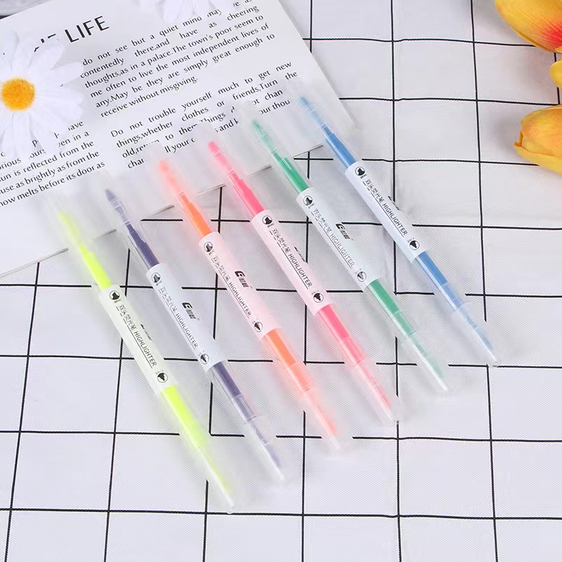 Early Morning dual-head highlighter pen, student key point marking pen, large-capacity drawing notebook pen Item Picture