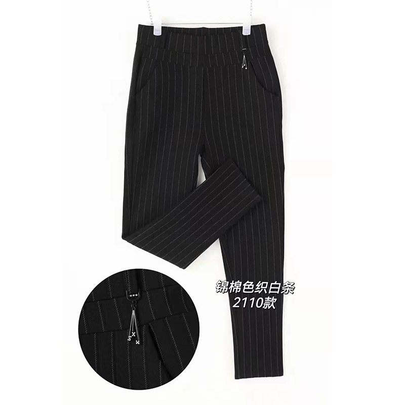 2024年春季最新上市休闲高腰显修身潮流韩版打底裤弹力锦棉色织