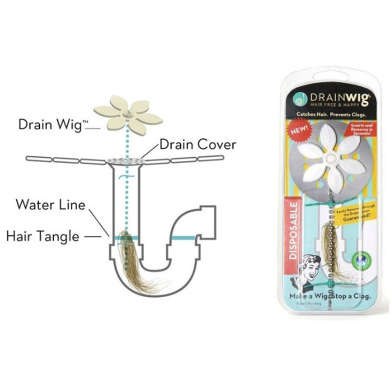 TS毛发清理地漏不锈钢链条ShowerDrainwig下水道卷发器下水道头发器详情图5