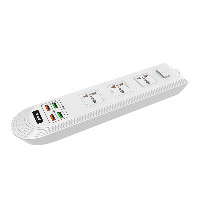 3-port 4USB high-power export safety PC fireproof and flame-retardant material home and office power strip details Picture