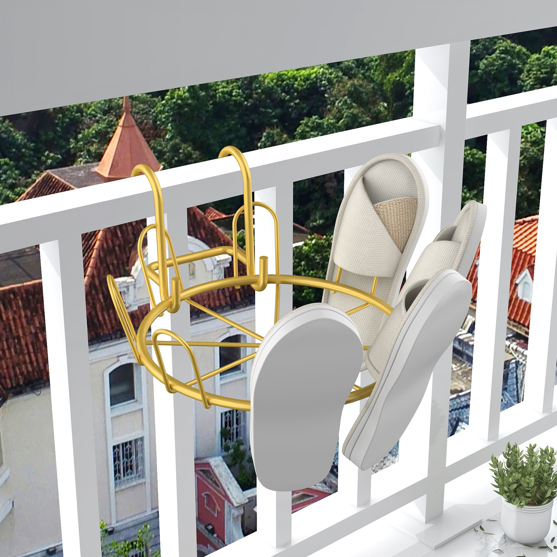 A floor-standing shoe drying rack on the balcony, a perfect tool for drying shoes Specification image