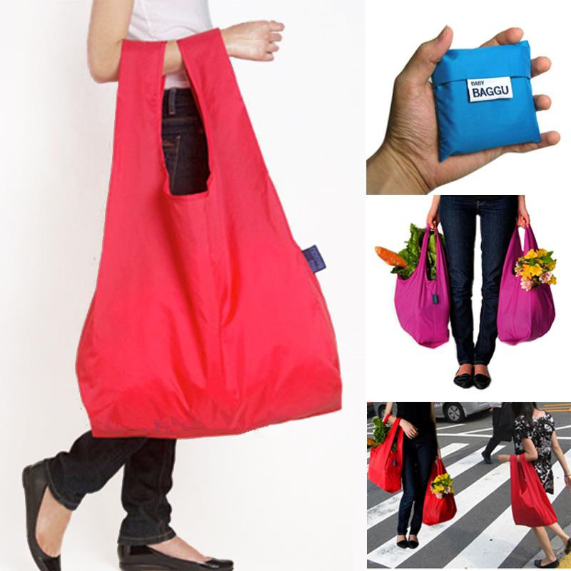 TS折叠购物袋手提袋创意礼品购物袋涤纶 折叠纯色折叠购物袋方包详情图1