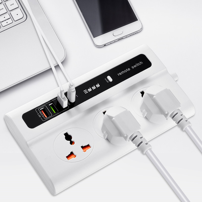 The remote control power strip can control the switch of 4USB PD20W fast charging +QC3.0 dual fast charging Specification image