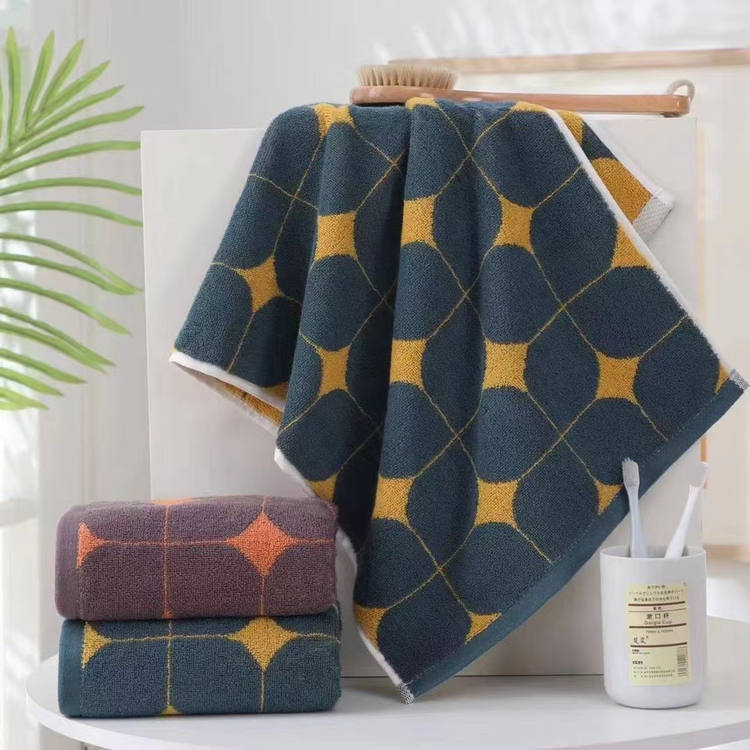Shenduo dark-colored geometric towels, dirt-resistant household soft absorbent towels, gift towels