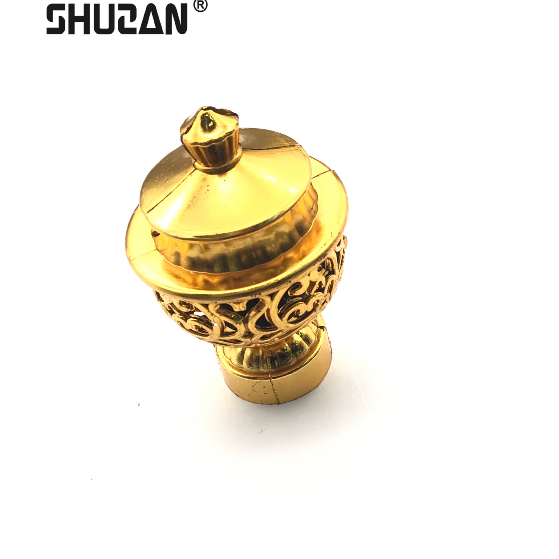 Shuzan European Luxury Curtain Roman rod accessories, retractable door curtain dry plug head Decorative head Factory Direct sales XX brand Type A 003 Specification image