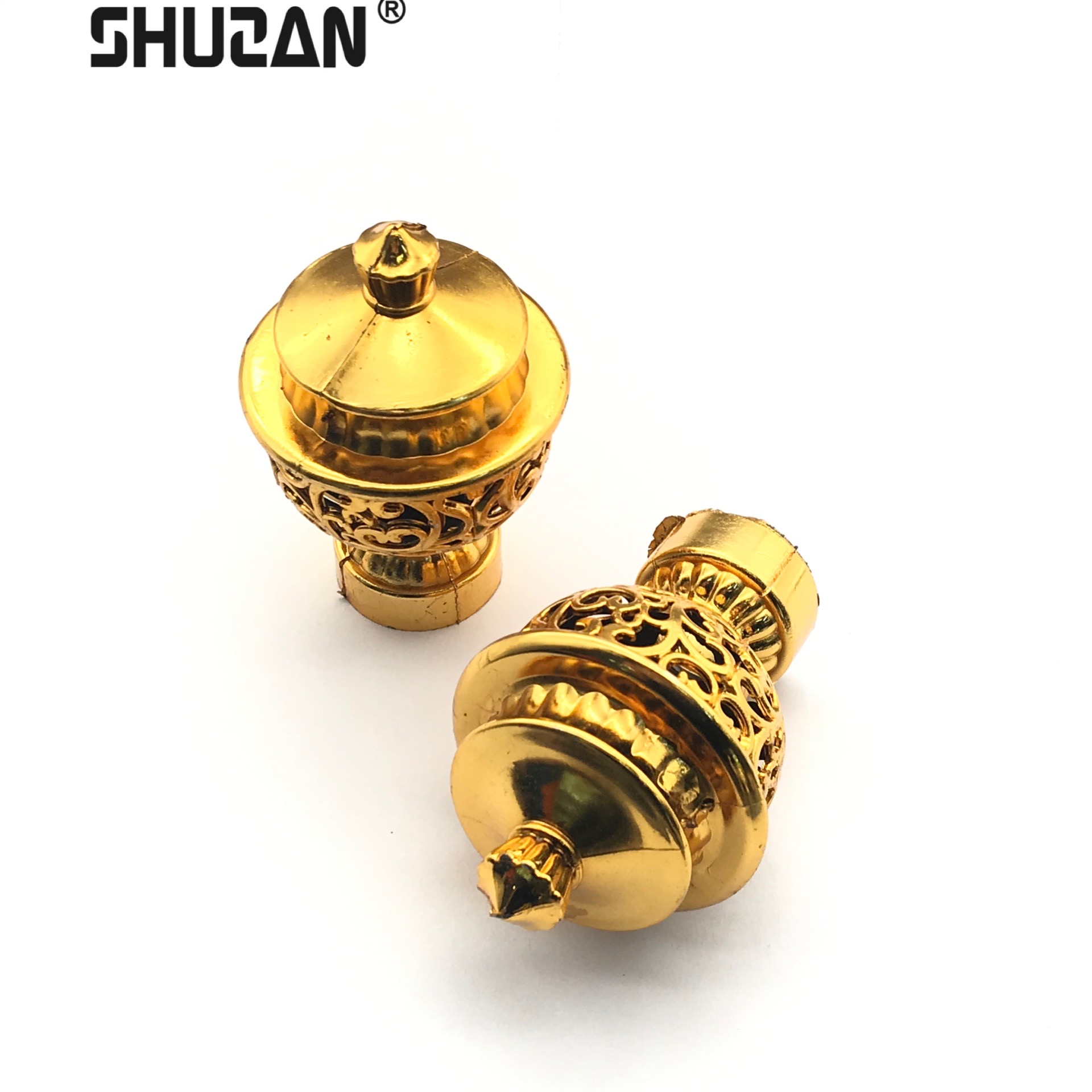 Shuzan European Luxury Curtain Roman rod accessories, retractable door curtain dry plug head Decorative head Factory Direct sales XX brand Type A 003 details Picture