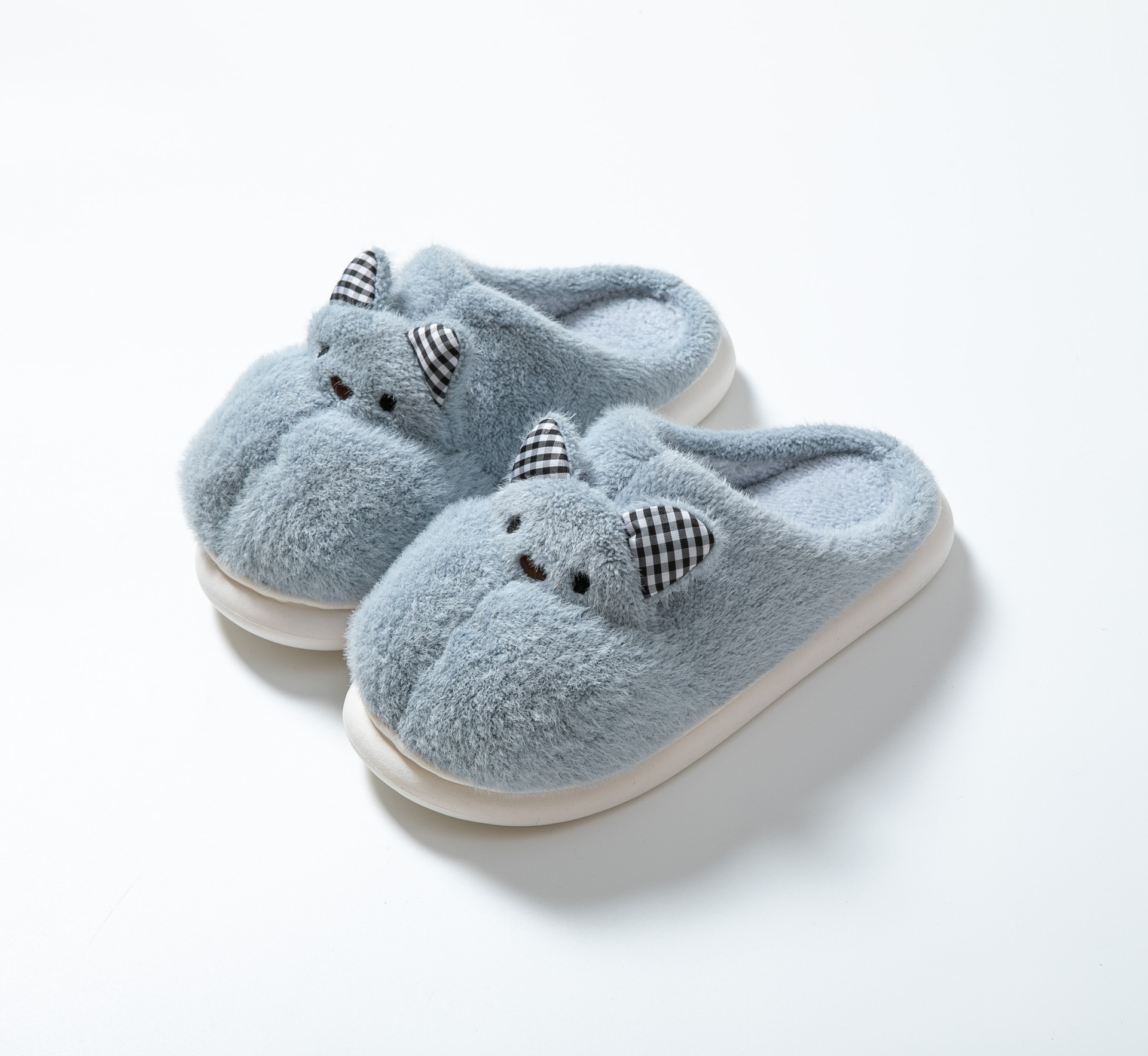 新款北美貂毛绒韩式休闲居家防滑棉拖鞋男女是毛毛侧缝拖鞋