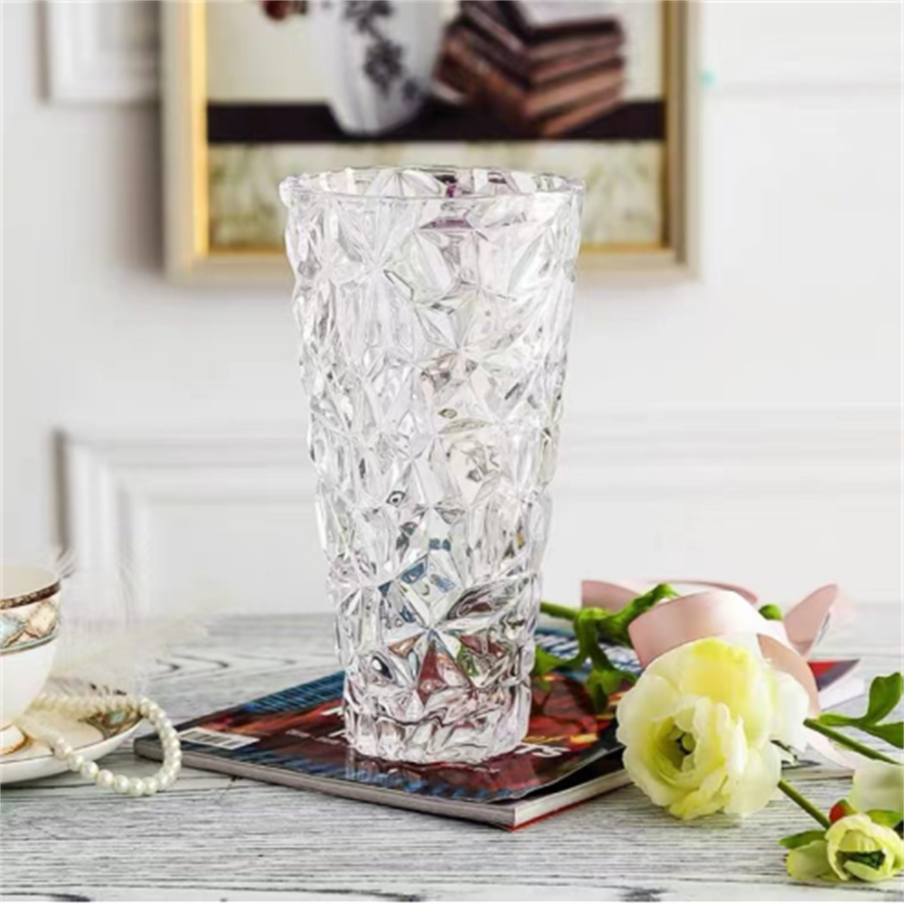 Creative and simple crystal glass vase, water-cultivated flower arrangement glass vase, transparent glass living room decorative item 89027 details Picture