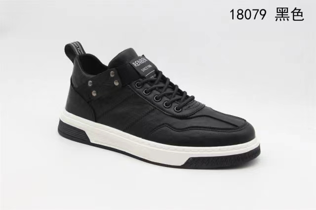 Renben Men's autumn 2022 new style sports shoes, men's breathable white sneakers, leather surface casual sneakers details Picture