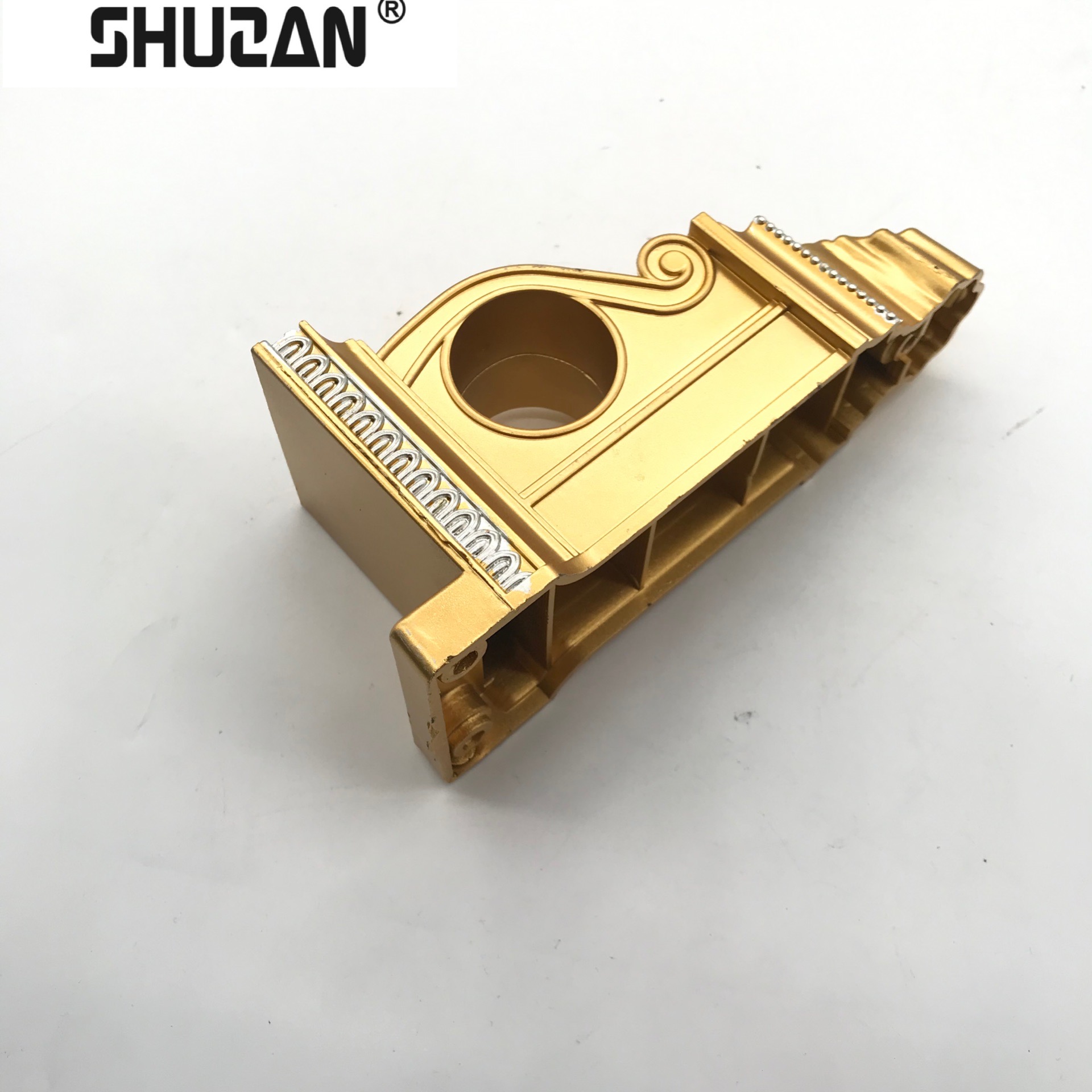 Shuzan curtain Roman rod bracket thickened old single bracket Old-fashioned Roman rod round hole square bottom single bracket bath curtain rod hook XX model furniture Accessories 003 Specification image