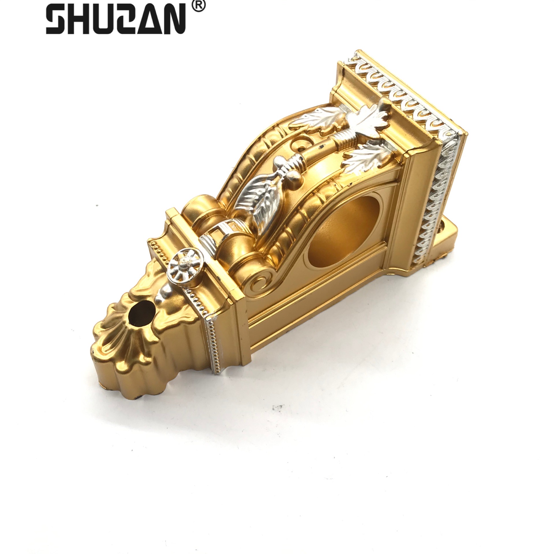 Shuzan curtain Roman rod bracket thickened old single bracket Old-fashioned Roman rod round hole square bottom single bracket bath curtain rod hook XX model furniture Accessories 003 Item Picture