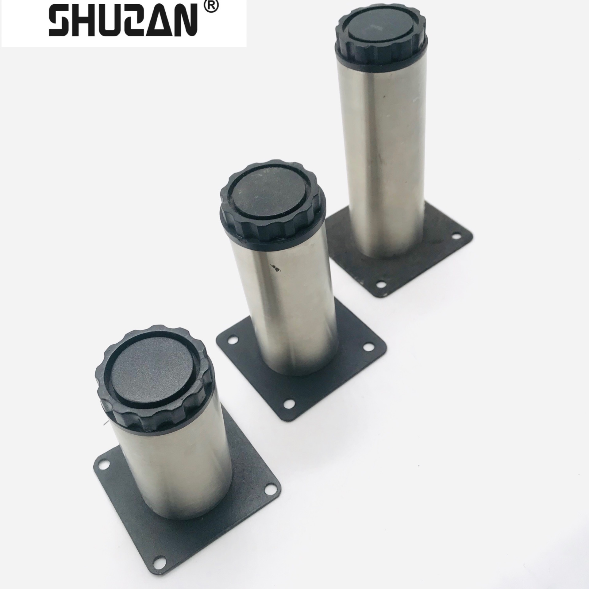 Shuzan stainless steel sofa legs, cabinet legs, high load-bearing adjustable foot pads, cylindrical cabinet legs, stable and durable, full-house custom furniture accessories, model XX 003 Item Picture
