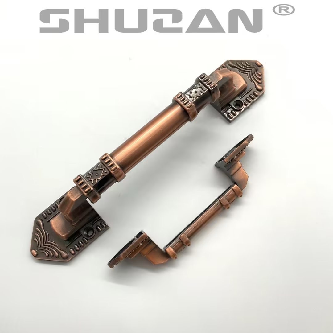 Shuzan pebble handle, aluminum alloy door handle, bronze-colored sliding door, security door, universal wooden door, exposed old-fashioned handle Application Scenario