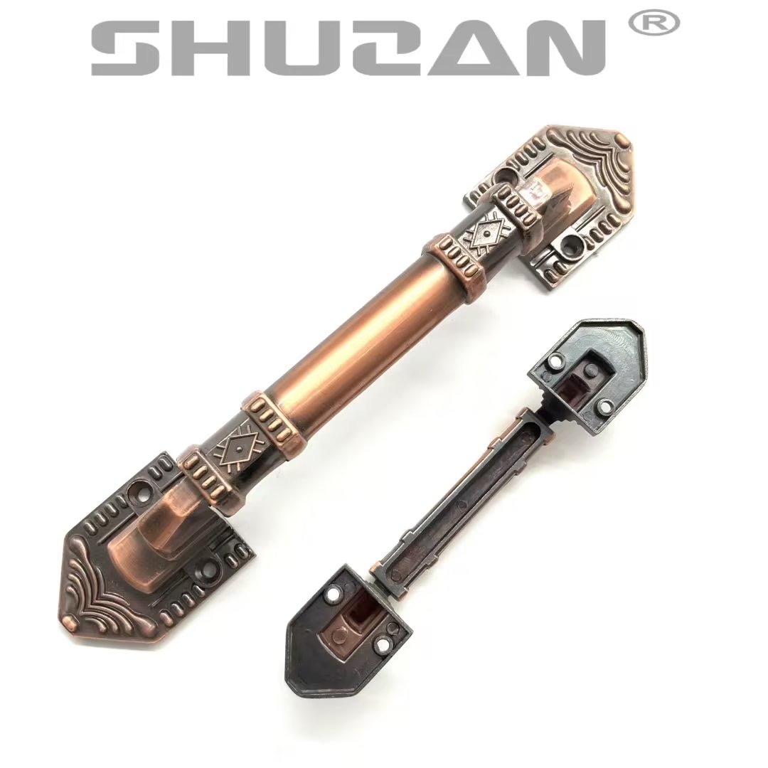 Shuzan pebble handle, aluminum alloy door handle, bronze-colored sliding door, security door, universal wooden door, exposed old-fashioned handle Specification image